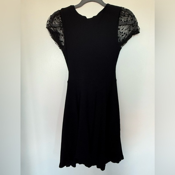 SHEIN Dresses & Skirts - Elegant Black Dress with Sheer Polka Dot Sleeves